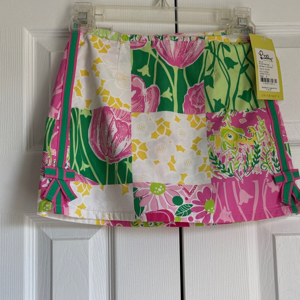 Lilly Pulitzer Pink, Green & White Floral Patchwork Girls Skort
